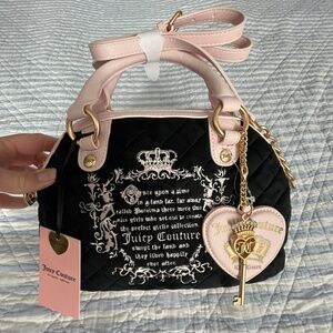 Juicy Couture Black Velour Quilted Satchel